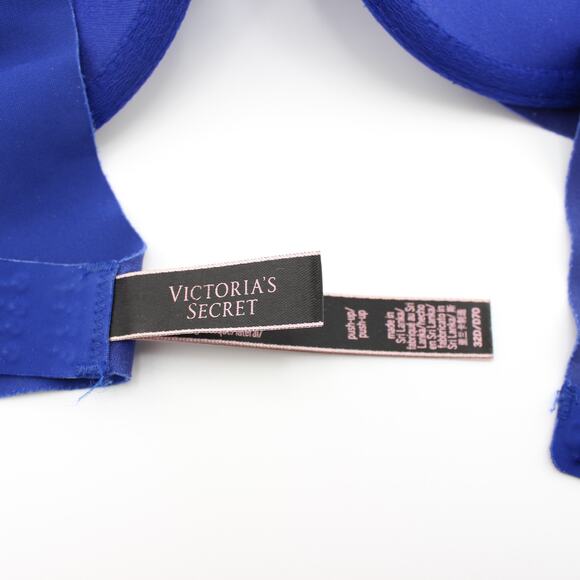 Victoria’s Secret Bra Womens 32D Blue Very Sexy Push-Up V Charm - Picture 8 of 11